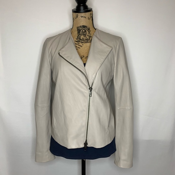 Vince Rib Panel Leather Moto Jacket - Picture 2 of 5